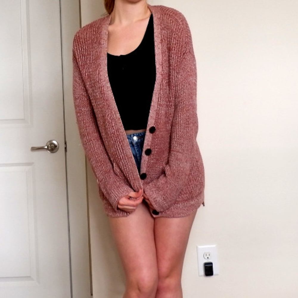 Forever 21 Cable Knit Mauve Cardigan